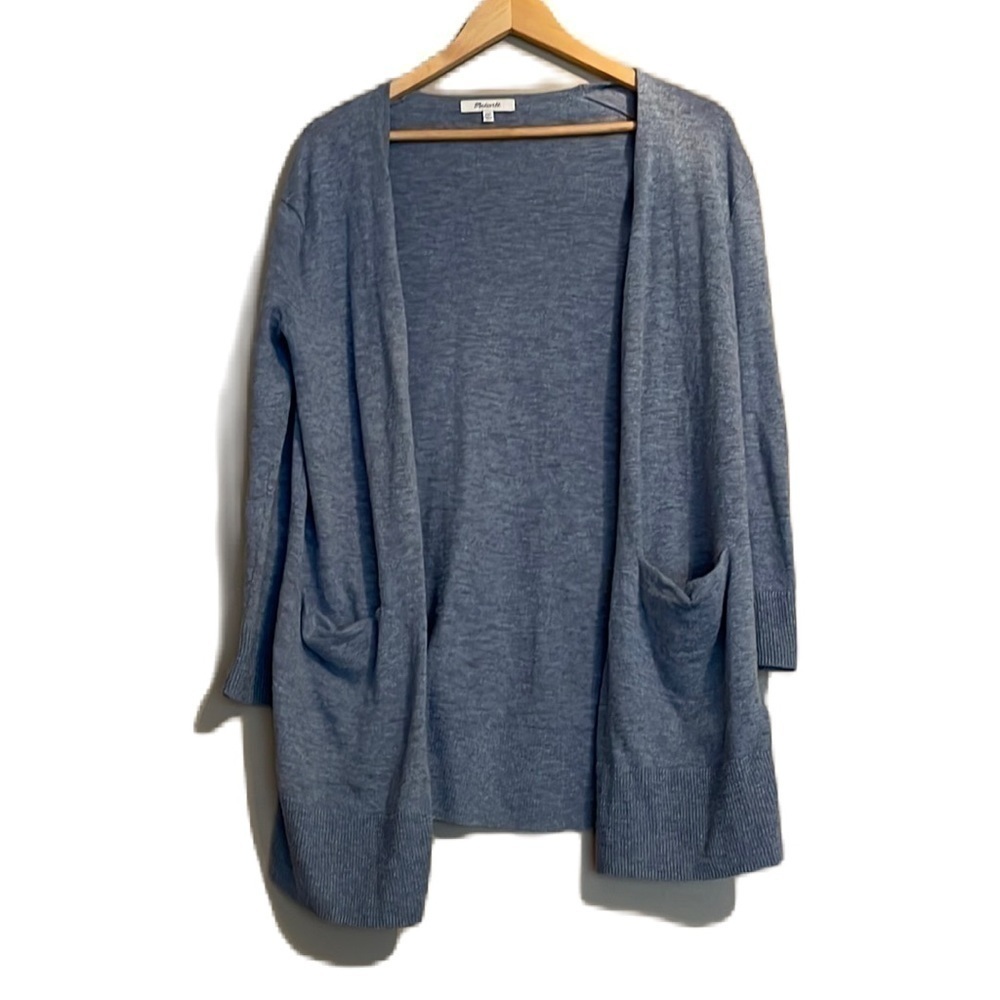 Madewell XXS summer Ryder blue open front cardigan with pockets